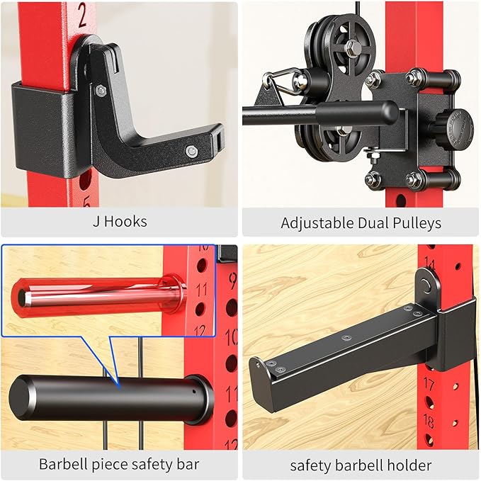 Power Rack Power Cages Multi-Function Squat Rack with Cable Crossover System Selectable More Training Attachment Weight Cage for Garage Home Gym