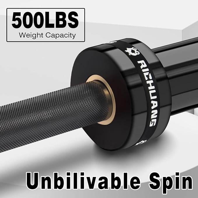 Olympic Barbell 45lb (20kg) - 7ft Bearing Spin Bar for Weightlifting and Strength Training,Ceramic Coating,500 LBS Capacity,28mm High Whip,Fits 2" Plates,for Home Gym