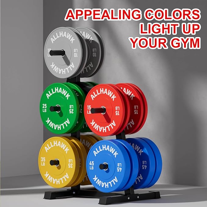 Colored Olympic Weight Plates, 2-inch Rubber Bumper Plate Set for Home Gym Barbell Weight Lifting and Strength Training