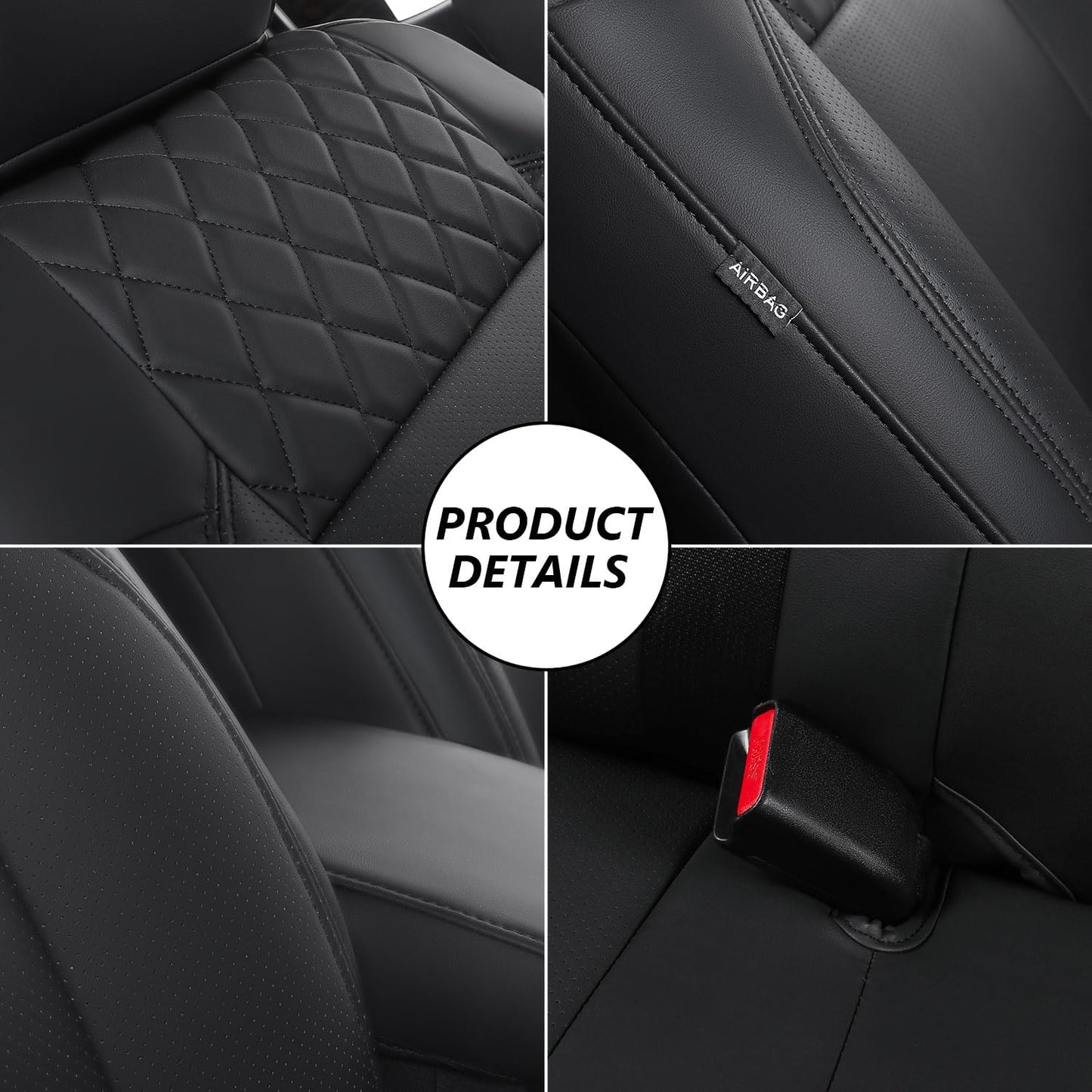 PTYYDS Seat Covers Compatible with 2016-2023 Toyota Tacoma Seat Covers SR5 TRD Off Road Limited PU Leather Car Full Set Protector Replacement for 2016-2023 Toyota Tacoma Accessories