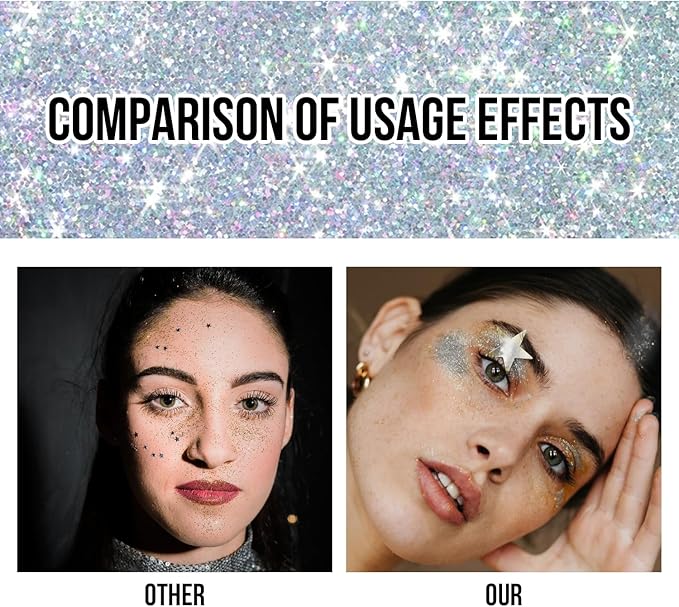 Brzeaf Waterproof Mermaid Glitter Stick, Shimmery& Long Lasting, Hair Eyeshadow Face Body Glitter, Singer Concert Music Rave Festival, Glitter Stick Makeup for Women Men