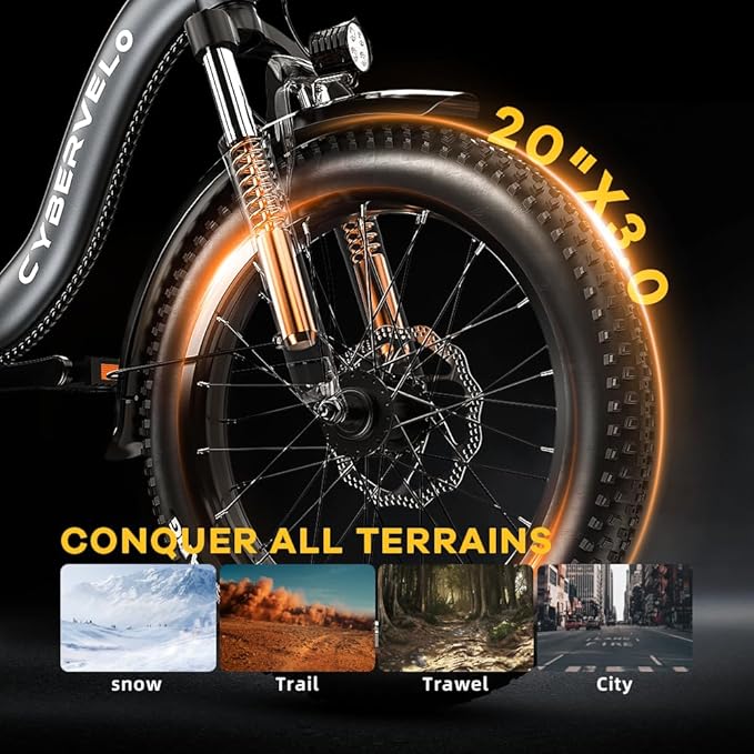 DriftGod Folding Electric Bike for Adults β 1000W Motor, 20"x3" Fat Tire, 48V Removable Battery, All-Terrain E-Bike with 7-Speed, Front Suspension β Powerful Foldable Ebike for Commuter