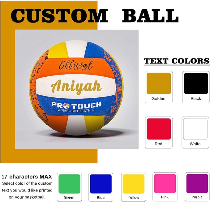 Personalized Indoor Volleyball – Official Size 5 Composite Leather Volleyball for Adults & Teens – Custom Name Volleyball for Gifts, Training, Games