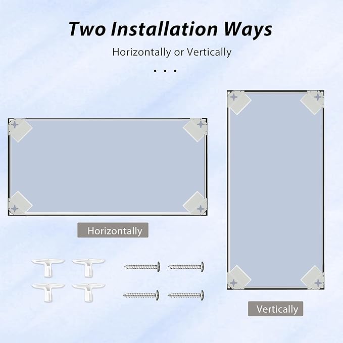 55x30 Inch Black Bathroom Mirror for Wall, Aluminum Frame Rectangle Rectangular Vanity Mirror, Modern Large for Bedroom, Living Room, Horizontal or Vertical