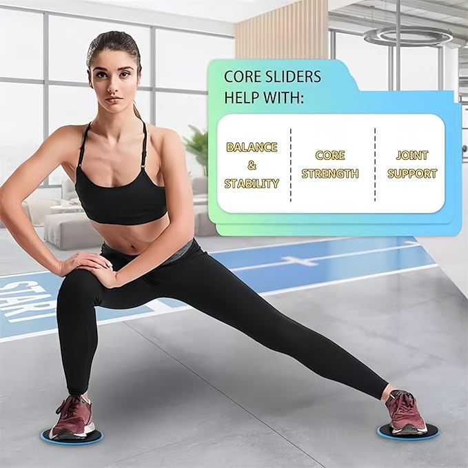 Exercise Core Sliders, Dual Sided Exercise Gliding Discs Use on Carpet or Hardwood Floors, Light and Portable, Perfect for Abdominal&Core Workouts