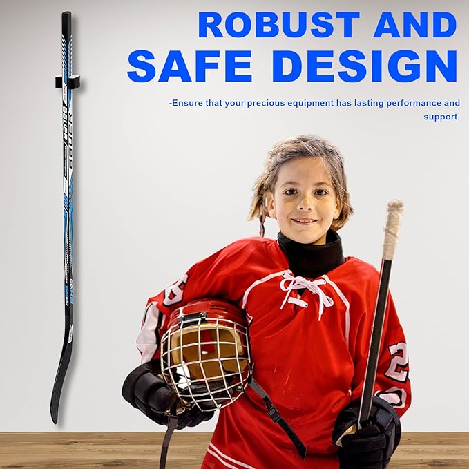 Yousoontic Hockey Stick Holder Wall Mount, 1-6 Stick Capacity, Ice and Field Hockey Organizer (Decor & Storage 2-in-1) for Home Garage Room Office Sports Decoration