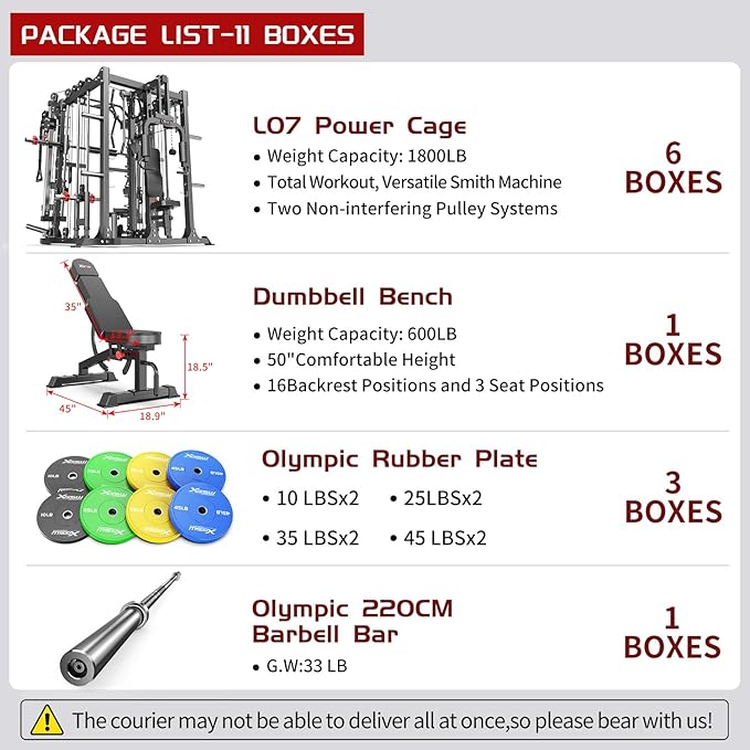 Power Cage,1600lbs Multi-Function Power Rack with Adjustable Cable Crossover System and More Training Attachment, Weight Cage for Home Gym