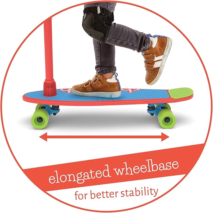 Chillafish Skatieskootie Customizable Training Skateboard and Lean-to-Steer Scooter with Detachable Stability Handlebar, Ages 3+