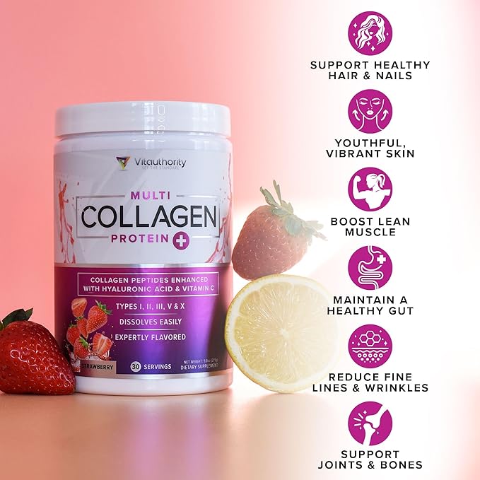 Multi Collagen Peptides Powder for Women - Hydrolyzed Chocolate Collagen Powder for Women with Types I II III V & X Vitamin C & Hyaluronic Acid for Hair Skin and Nails (Chocolate) - 30 Servings