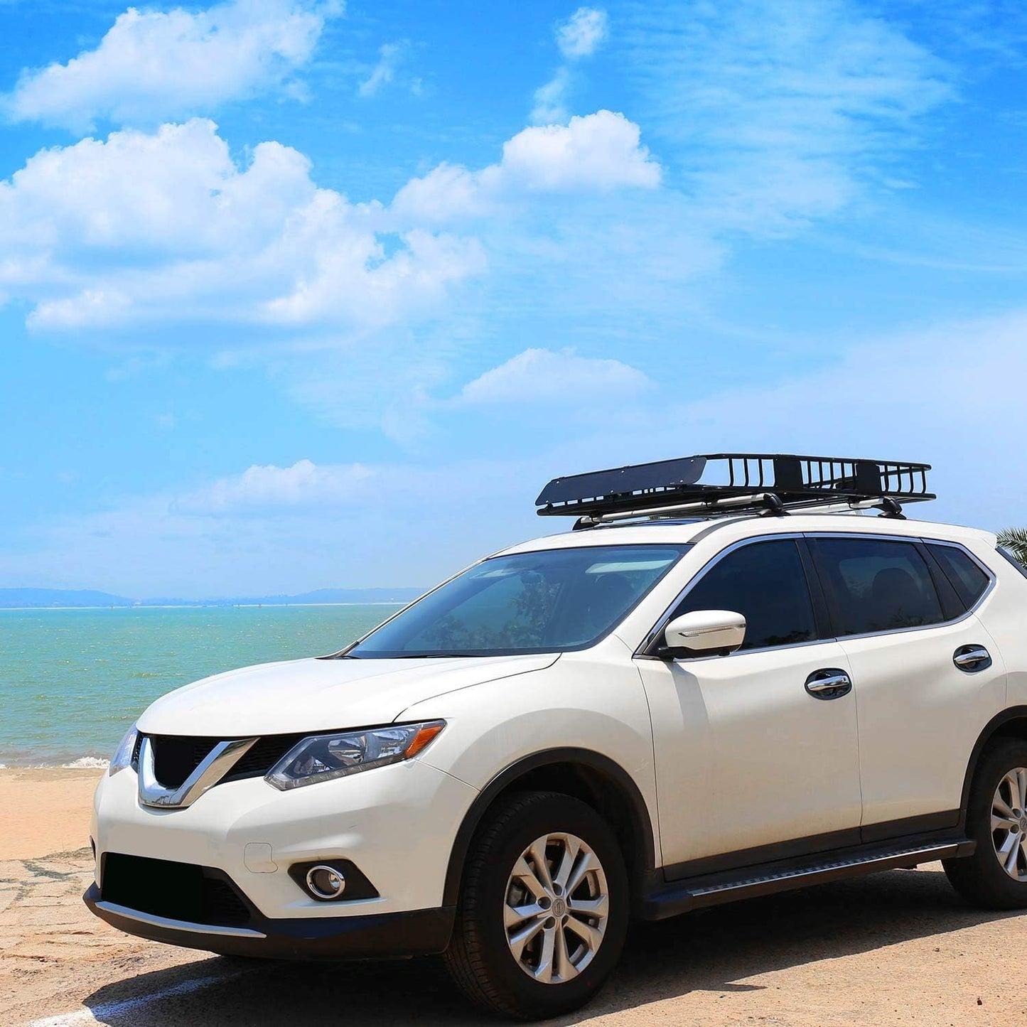 XCAR Roof Rack Basket Rooftop Cargo Carrier with Extension Black Car Top Luggage Holder 64"x 39" Universal for SUV Cars