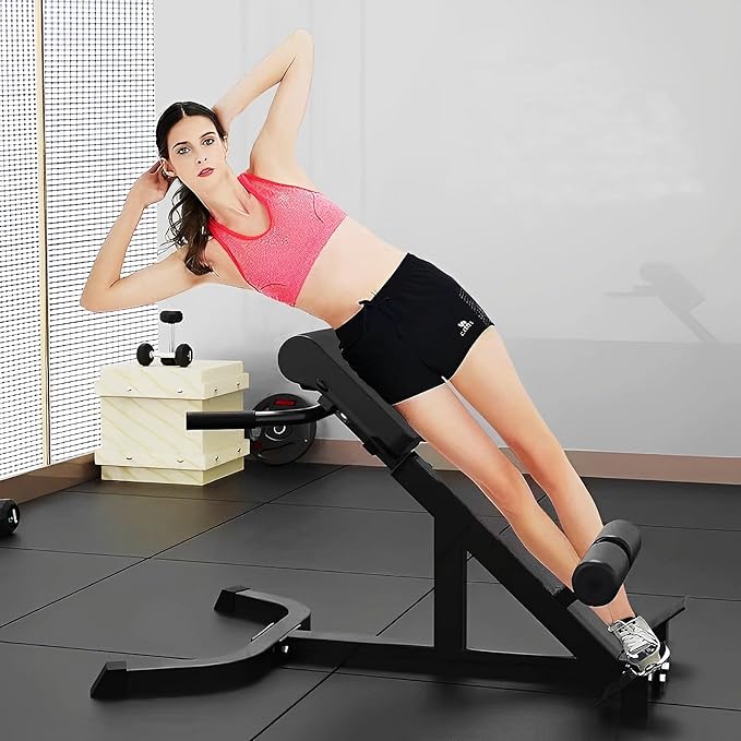 Roman Chair Hyperextension Bench - Adjustable Back Extension Machine for Home Gym, Core & Lower Back Workout, 250lbs Weight Capacity, Heavy Duty Steel Frame