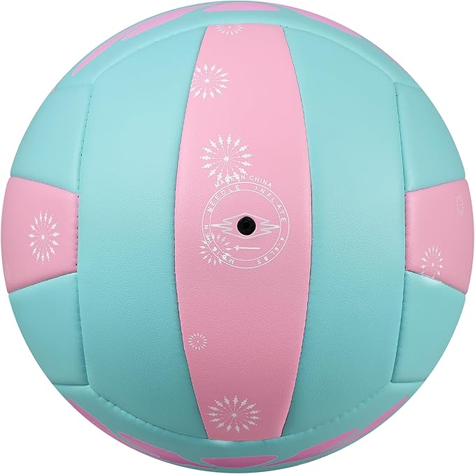 Volleyball Size 5 - Premium PU Leather, Ultra-Durable Soft to The Touch for Youth, Adults, Ideal for Indoor, Outdoor, Beach Sports Training (Pink Blue)