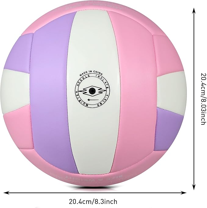 Official Size 5 Glow in The Dark Volleyball, Fluorescent Light Night Volleyball Soft Indoor Outdoor Volleyball Gift Luminous Night Light Ball for Game Gym Training Beach Play with Pump Kit