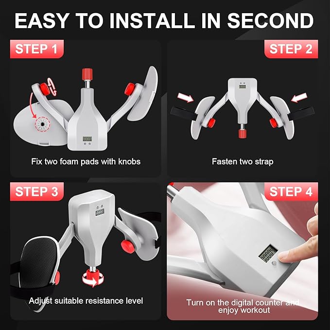 Thigh Master Hip Trainer Kegel Exerciser - Pelvic Floor & Inner Thigh Exercise Device - 77LBS Adjustable Leg Workout Equipment for Home Gym