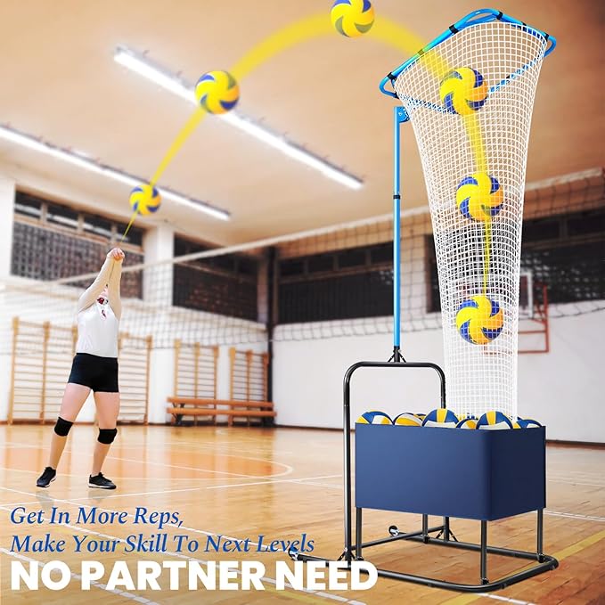 Volleyball Setter Training Net,Height & Angle Adjustable Volley Ball Training Equipment with Steel Frame,Stable Base for Indoor and Outdoor,Volleyball Spike Trainer for Setting,Serving,Spiking