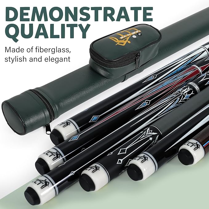 58" 2-Piece Maple Pool Cue, 18oz-21oz ??Professional Billiard Stick with Leather Case, Ideal for Home, Bar Games, and Tournaments