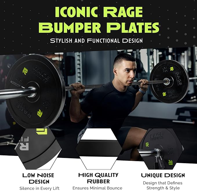 Olympic Bumper Plates, Rubber Formula With Steel Insert (10lb, 15lb, 25lb, 35lb, 45lb - SOLD INDIVIDUALLY), Olympic Weight Plates for Strength Training, Bench Press, Squats, Powerlifting