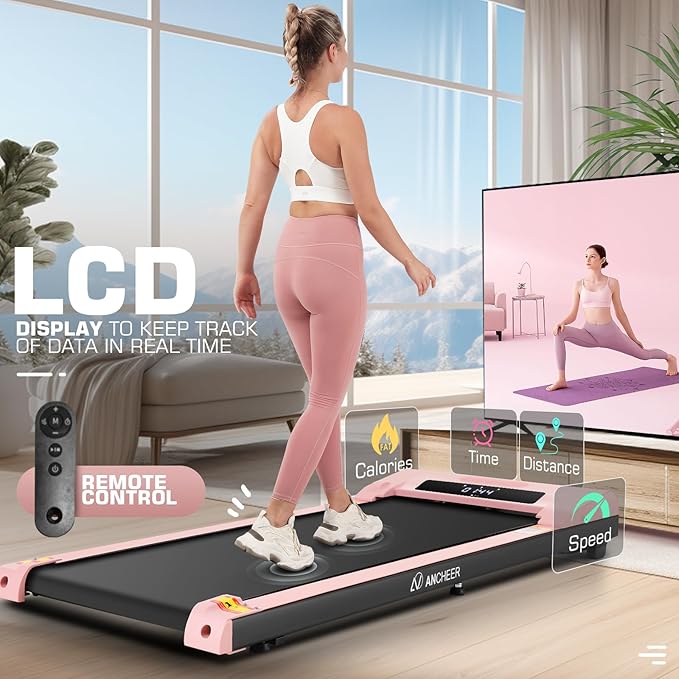 ANCHEER Walking Pad Treadmill with 12% Incline&Adjustable Height, 4 in 1 Under Desk Treadmills with Desk Workstation, Foldable Treadmill for Home 300lb,3 Type Control