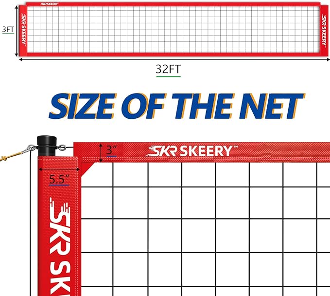 Outdoor Heavy Duty Volleyball Net Set, Anti-Sag Design, Adjustable Aluminum Poles, Portable Volleyball Net for Backyard,Grass and Beach
