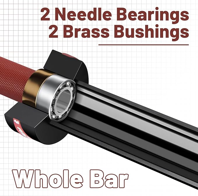 Olympic Barbell 45lb (20kg) - 7ft Bearing Spin Bar for Weightlifting and Strength Training,Ceramic Coating,500 LBS Capacity,28mm High Whip,Fits 2" Plates,for Home Gym