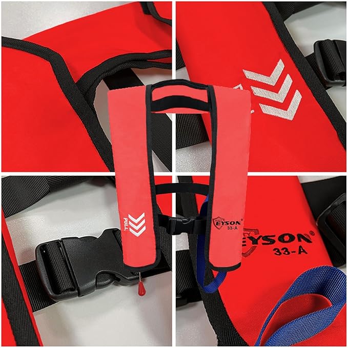 Manual Inflatable Life Jacket|Life Vest for Adults|PFD Low Profile|Supports up to 330 lbs(YSH700)