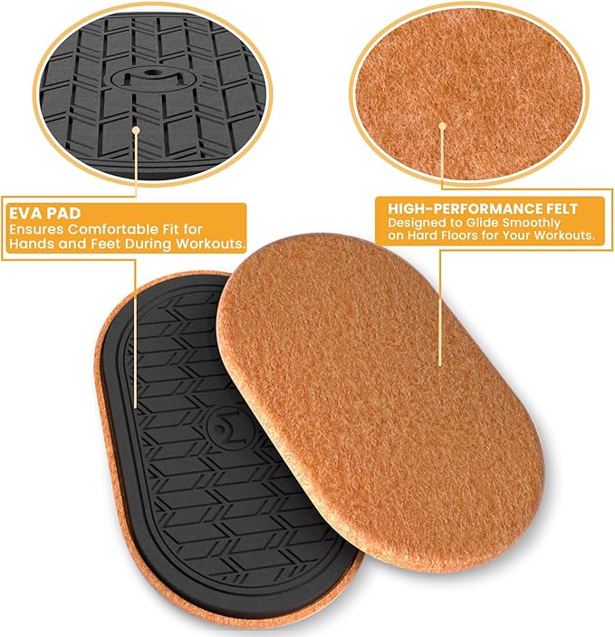 MUYOS Sliders for Working Out, Floor Sliders for Exercise, Sliding Discs for Hardwood Floors – Core and Strength Training, Protects Floors, Ideal for Home Gym Fitness