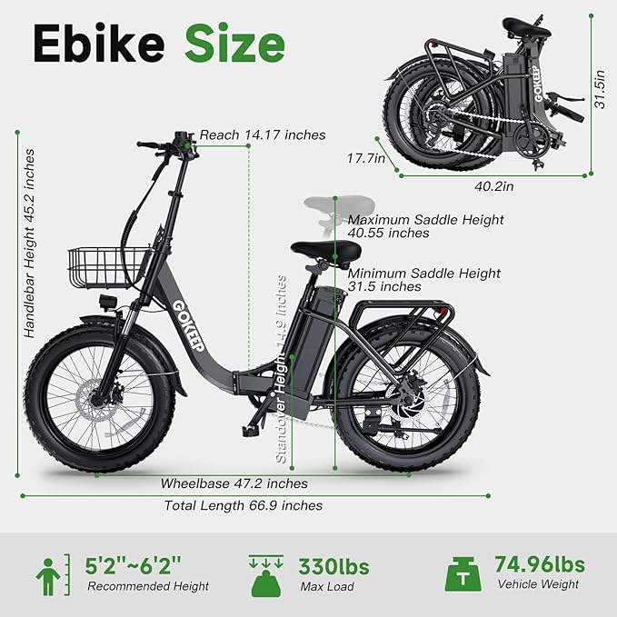 L20A Electric Bike for Adults – Rated 750W Fat Tire E-Bike with 52V 13Ah Battery, IPX65 Waterproof, Foldable Frame, and Advanced Safety Features