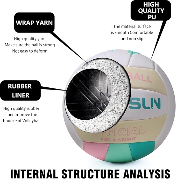 Soft Official Volleyball for Indoor Outdoor Beach, Size 5 Training Volleyball for Beginner Teenager Adult…