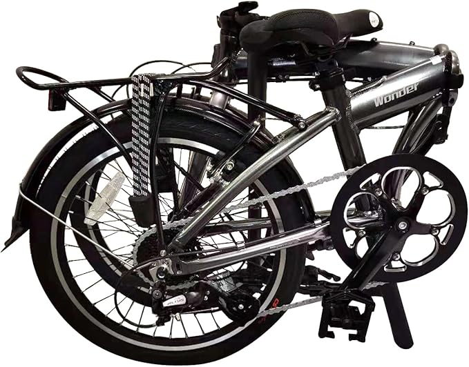 SOLOROCK 20" 8 Speed Aluminum Folding Bike - Wonder V Brakes, with Fenders & Alloy Rear Rack, Stainless Steel Spokes & Stainless Steel Fender Stays