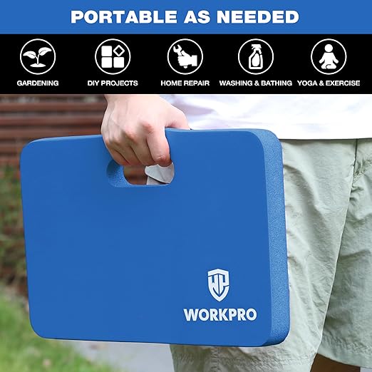 WORKPRO Extra Thick Kneeling Pad, Soft Foam Cushioning for Knee, Large Foam Kneeler Mat for Gardening, Bathing Baby, Workout Supplies, 17.5 x 11 x 1.5 in, Blue