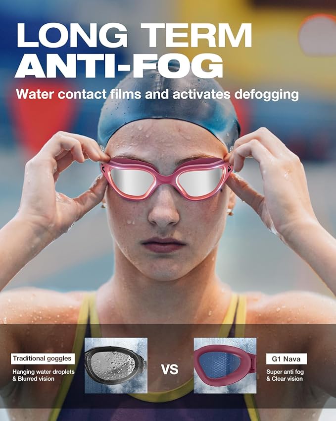 ZIONOR G1 Nava Super Anti-Fog Unisex Swim Goggles Mirror/Bright Smoke Lens