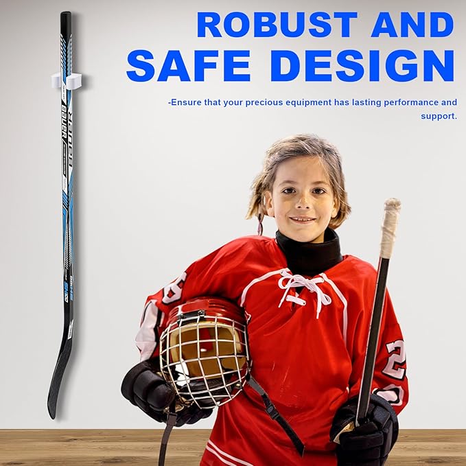 Yousoontic Hockey Stick Holder Wall Mount, 1-6 Stick Capacity, Ice and Field Hockey Organizer (Decor & Storage 2-in-1) for Home Garage Room Office Sports Decoration