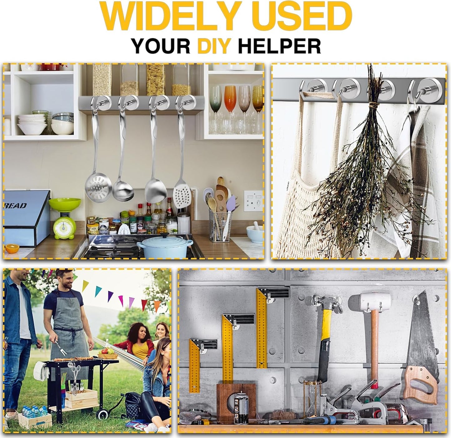 DIYMAG Magnetic Hooks, 118 LB Heavy Duty Strong Magnet with Hook, Rare Earth Neodymium Magnets for Hanging, Magnetics Hanger for Curtain, Home, Kitchen, Workplace, 20 Packs