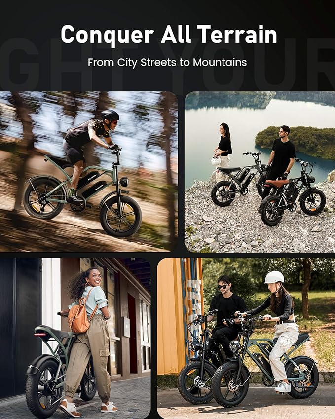 Electric Bike for Adults,Peak 1000W/1500W Motor,20/28MPH 55-150Mile ebikes for Adults with 10.4AH/13AH/26AH Battery,20" Fat Tire Electric Dirt Bike Commuting Off Road Ebike, UL2849