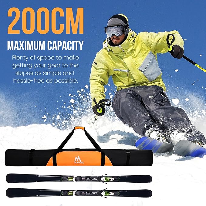 Ski Bag and Ski Boot Bag Combo-Padding Skis Bag for Air Travel,Water Proof Ski Boot Bag Fits for Skis Up to 200 CM and Boots Up To Size US13,Adults Ski Travel Bag