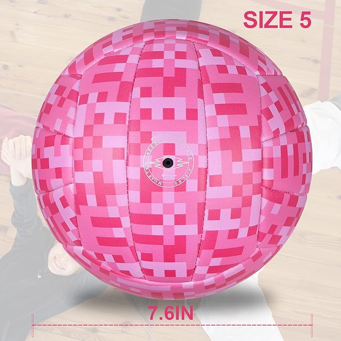 Volleyball Size 5 PU Leather Soft Indoor Outdoor Volleyballs Sports Training Game Play Ball for Beginner, Teenager, Adult, 8.2