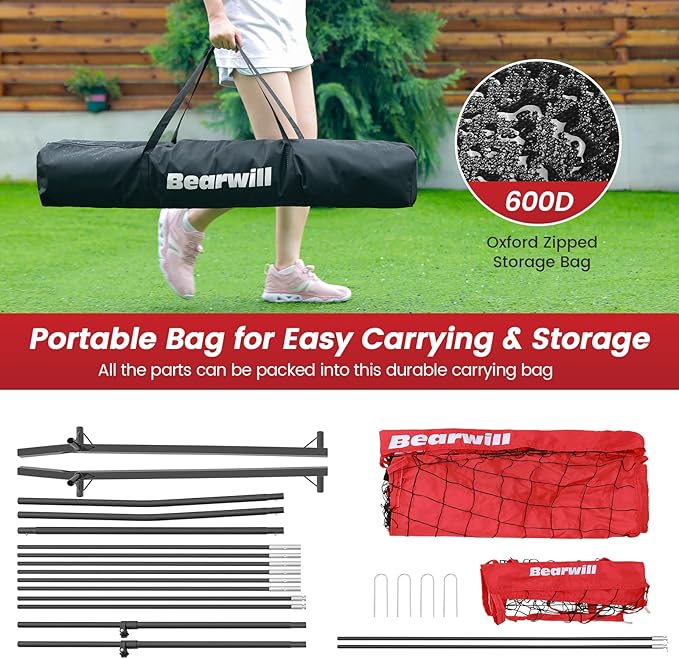 Volleyball Training Equipment, Volleyball Practice Net System Update Freely Adjustable, Portable Volleyball Net for Backyard Indoor Outdoor Hitting Serving Passing Practice