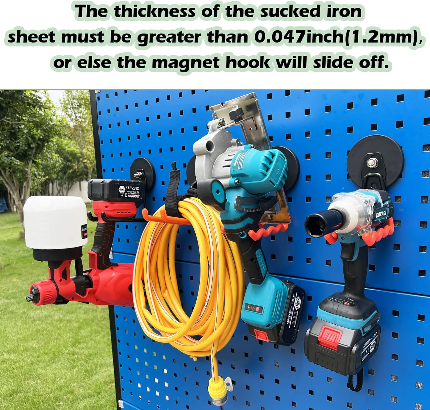 ULIBERMAGNET Heavy Duty Large Magnet Hooks,Strong Magnetic Wave Hook for Hose,Jig Saw,Circular Saw,Workshop Organization,2 Pack Magnetic Tool for Hammer Drill,Garden Tool(3.46inch/Orange)