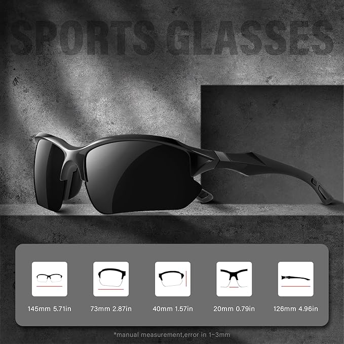 Sports Polarized Sunglasses for Men Cycling Running Fishing UV Protection Sun Glasses Lightweight Half Frame Goggles