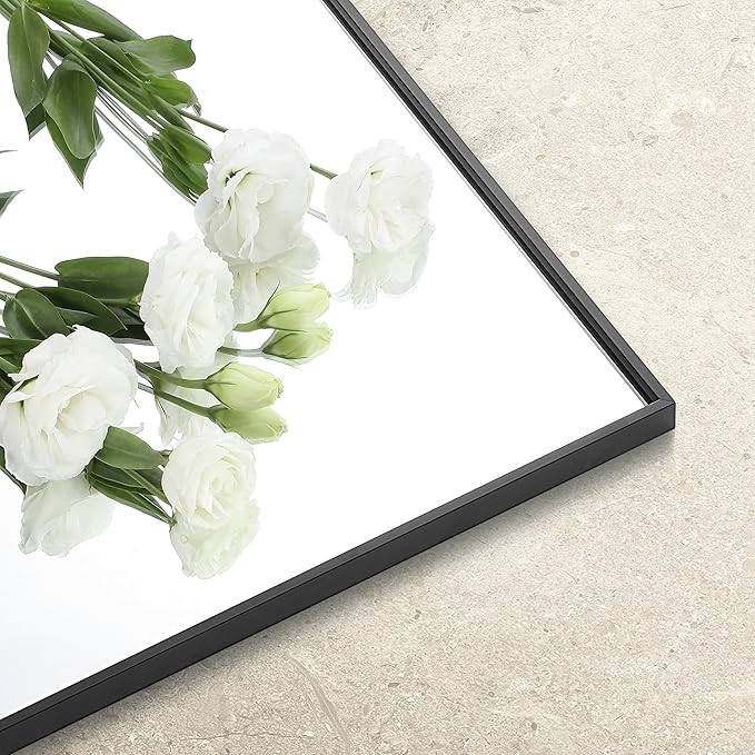 20x40 Inch Black Bathroom Mirror for Wall, Aluminum Frame Rectangle Rectangular Vanity Mirror, Modern Large for Bedroom, Living Room, Horizontal or Vertical