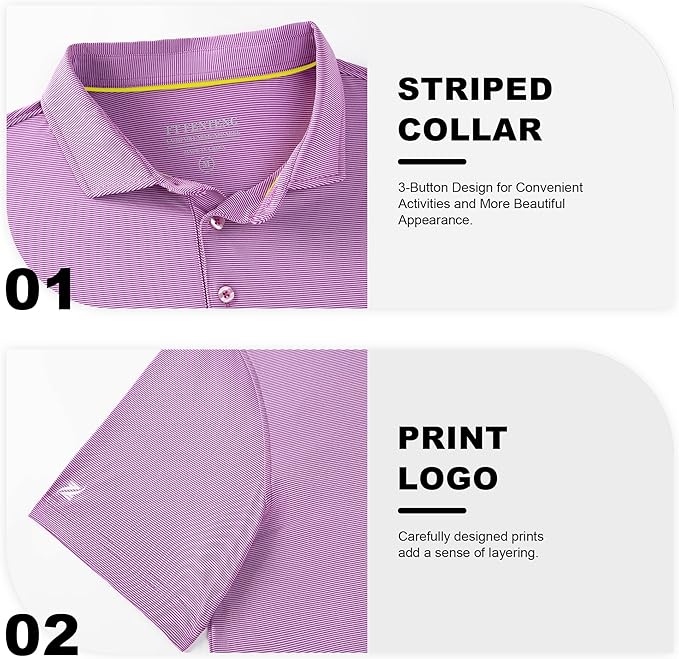 Mens Polo Shirts Short Casual Solid Stylish Dry Fit Performance Designed Collared Golf Polo Shirts for Men
