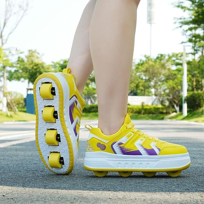 Roller Skate Shoes & Sneakers with Wheels, Outdoor Roller Skates for Girls Boys, Shoes with Wheels for Christmas Birthday Gift