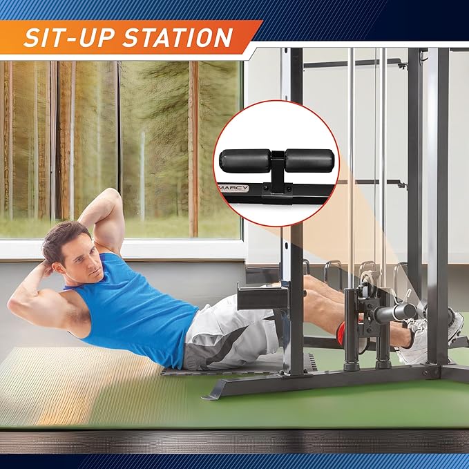 Marcy Strength Training Home Gym Cage with Pulley System for Weightlifting, Bodybuilding, Full Body Workout Equipment for Home Exercise