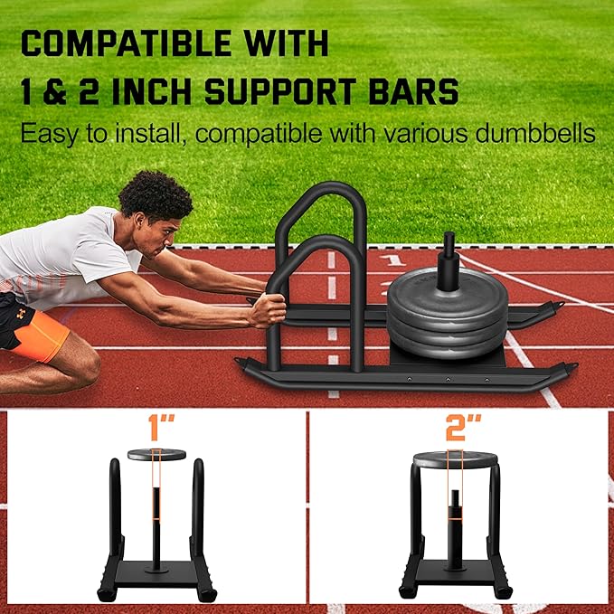 Weight Sled for Training, Heavy Duty 500 LBS Pull Push Sled for Outdoor, Indoor, Football, Durable Steel Weighted Sled, Compatible with 1" & 2" Weight Plate, Frame with Adjustable Reflective Stripe Vest