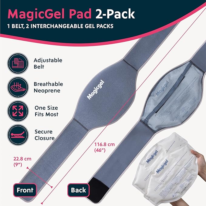 Magic Gel Ice Packs for Injuries Reusable - 2X Ice Pack for Back - Soft Compress for Hot or Cold Therapy - Lower Back Support - Soft Pad for Lower Lumbar, Sciatica, Tailbone
