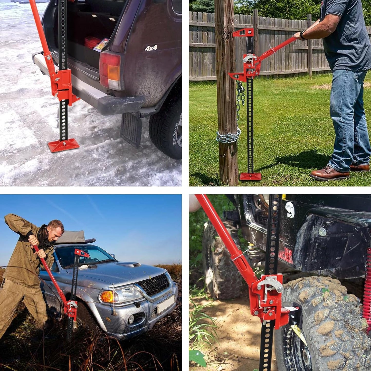 Multi-Functional Lift Jack, Farm Jack Heavy Duty Off Road, for Tractor, Truck, SUV, ATV, UTV, Off Road Accessories, Durable 3 Ton with Wide Base & Ratcheting Mechanism