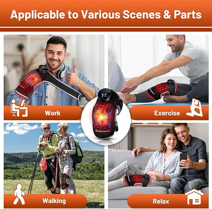 Red Light Therapy Knee Brace with Vibration Knee Massage, Extension Band, Wireless Rechargeable Controller,660nm&850nm Near Infrared Light Therapy Heated Device for Knee/Elbow/Shoulder Pain Relief