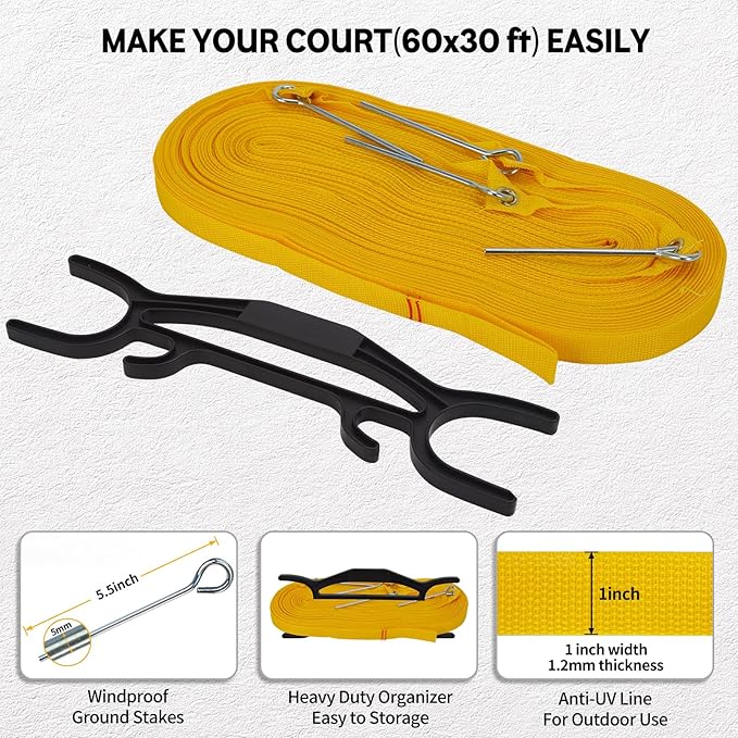 Outdoor Professional Volleyball Net Set for Backyard Beach with Heavy Duty Adjustable Aluminum Poles, Upgraded Anti-sag Net, PU Volleyball and Pump, Boundary Line, Large Carry Bag