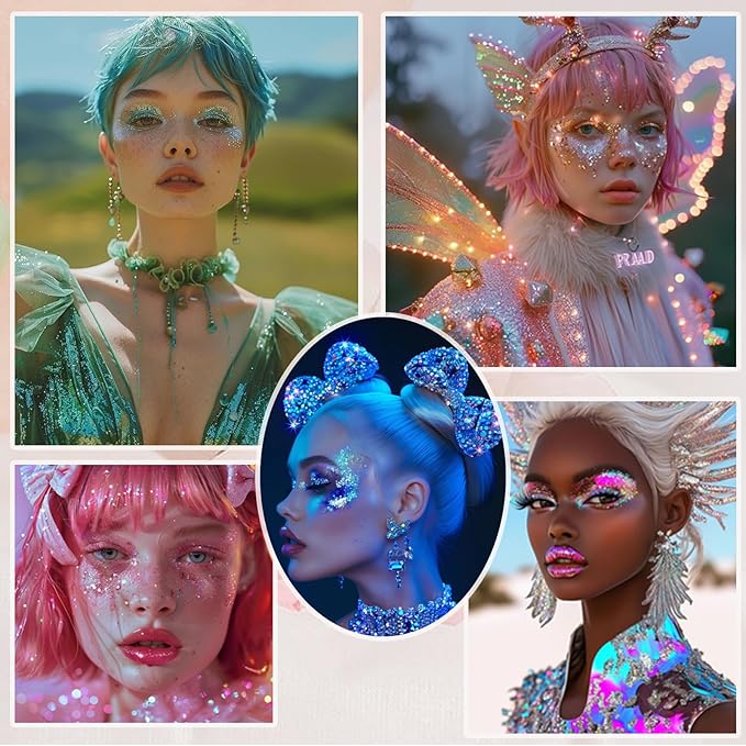 Face Body Glitter, Hair Glitter Sparkles Chunky Face Glitter Gel for Girls Makeup Singer Concerts Mermaid Festival Sequins Face Paint (3pc Red)