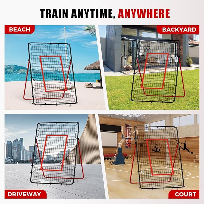 Volleyball Rebounder Net,Portable 7x4 ft Training Equipment for Spike and Smash Practice - 5 Rebound Angles Custom Target Area for Volleyball Sports Training